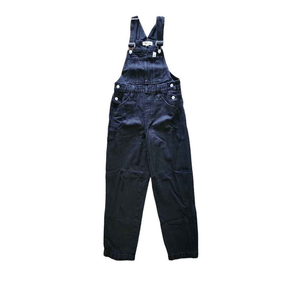 Madewell Black Denim Overalls Women's XS Cropped Straight‎ Leg Jean Jumpsuit - Picture 2 of 9